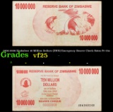 2006-2008 Zimbabwe 10 Million Dollars (ZWN) Emergency Bearer Check Notes P# 55a Grades vf+