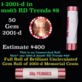 Shotgun Lincoln 1c roll, 2001-d 50 pcs Brandt 50c Wrapper.