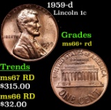 1959-d Lincoln Cent 1c Grades GEM++ RD