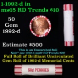 Shotgun Lincoln 1c roll, 1992-d 50 pcs Brandt 50c Wrapper.