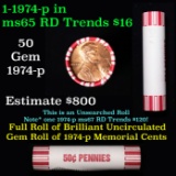 Shotgun Lincoln 1c roll, 1974-p 50 pcs Bank Wrapper.