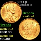 1944-p Lincoln Cent 1c Grades GEM++ RD