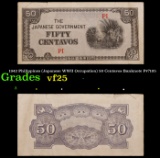1942 Philippines (Japanese WWII Occupation) 50 Centavos Banknote P#?105 Grades vf+