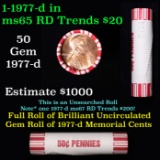 Shotgun Lincoln 1c roll, 1977-d 50 pcs Brandt 50c Wrapper.