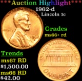 ***Auction Highlight*** 1962-d Lincoln Cent 1c Graded GEM++ RD By USCG (fc)