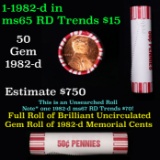 Shotgun Lincoln 1c roll, 1982-d 50 pcs Brandt 50c Wrapper.