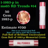 Shotgun Lincoln 1c roll, 1983-p 50 pcs Brandt 50c Wrapper.