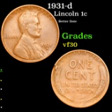 1931-d Lincoln Cent 1c Grades vf++