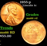 1955-p Lincoln Cent 1c Grades GEM+ Unc RD