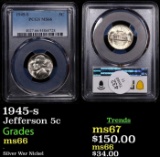 PCGS 1945-s Jefferson Nickel 5c Graded ms66 By PCGS