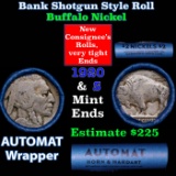 Buffalo Nickel Shotgun Roll in Old Bank Style 'Abbott Coin Counter AutoMat' Wrapper 1920 & D Mint En