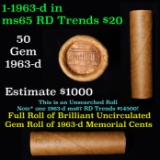 Shotgun Lincoln 1c roll, 1963-d 50 pcs Brandt Wrapper.