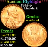 ***Auction Highlight*** 1947-p Lincoln Cent 1c Graded GEM++ RD By USCG (fc)