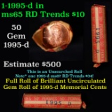 Shotgun Lincoln 1c roll, 1995-d 50 pcs Vintage Pennies Wrapper.