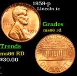 1959-p Lincoln Cent 1c Grades GEM+ Unc RD