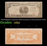 1942 Philippines (Japanese WWII Occupation) 5 Pesos Banknote P#?107 Grades vf+