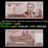 2008 North Korea 5000 Won Banknote Specimen P# 66s Grades Gem CU