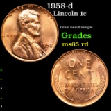 1958-d Lincoln Cent 1c Grades GEM Unc RD