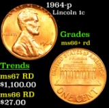 1964-p Lincoln Cent 1c Grades GEM++ RD