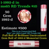 Shotgun Lincoln 1c roll, 1992-d 50 pcs Brandt 50c Wrapper.
