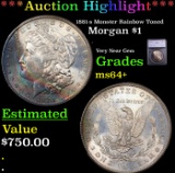 ***Auction Highlight*** 1881-s Morgan Dollar Monster Rainbow Toned $1 Graded ms64+ By SEGS (fc)