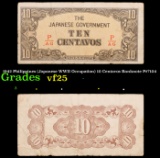 1942 Philippines (Japanese WWII Occupation) 10 Centavos Banknote P#?104 Grades vf+