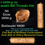 Shotgun Lincoln 1c roll, 1959-p 50 pcs Foil Lined Wrapper.