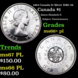 1964 Canada $1 Silver KM# 58 Grades GEM++ PL