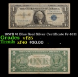 1957B $1 Blue Seal Silver Certificate Fr-1621 Grades vf+