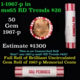 Shotgun Lincoln 1c roll, 1967-p 50 pcs Brandt 50c Wrapper.