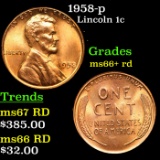 1958-p Lincoln Cent 1c Grades GEM++ RD