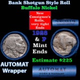Buffalo Nickel Shotgun Roll in Old Bank Style 'Abbott Coin Counter AutoMat' Wrapper 1928 & p Mint En