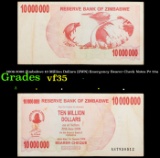 2006-2008 Zimbabwe 10 Million Dollars (ZWN) Emergency Bearer Check Notes P# 55a Grades vf++