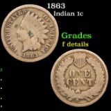 1863 Indian Cent 1c Grades f details