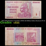 2007-2008 Zimbabwe 3rd Dollar (ZWR) 500 Million Dollars Banknote P# 82 Grades vf+