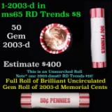 Shotgun Lincoln 1c roll, 2003-d 50 pcs Brandt 50c Wrapper.