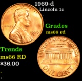 1969-d Lincoln Cent 1c Grades GEM+ Unc RD
