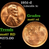 1951-d Lincoln Cent 1c Grades GEM++ Unc RD