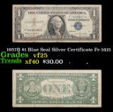 1957B $1 Blue Seal Silver Certificate Fr-1621 Grades vf+