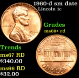 1960-d sm date Lincoln Cent 1c Grades GEM++ RD