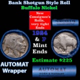 Buffalo Nickel Shotgun Roll in Old Bank Style 'Abbott Coin Counter AutoMat' Wrapper 1924 & p Mint En