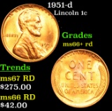 1951-d Lincoln Cent 1c Grades GEM++ RD