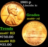 1961-p Lincoln Cent 1c Grades GEM++ RD