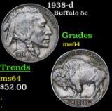1938-d Buffalo Nickel 5c Grades Choice Unc