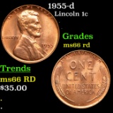 1955-d Lincoln Cent 1c Grades GEM+ Unc RD