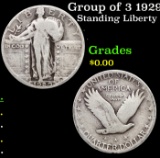 Group of 3 1929-p, 1929-d, 1928-s Standing Liberty Quarter 25c