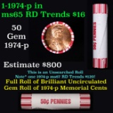 Shotgun Lincoln 1c roll, 1974-p 50 pcs Brandt 50c Wrapper.