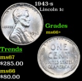 1943-s Lincoln Cent 1c Grades GEM++ Unc