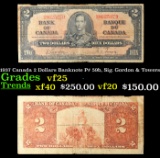1937 Canada 2 Dollars Banknote P# 59b, Sig. Gordon & Towers Grades vf+