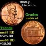 1959-p Lincoln Cent 1c Grades GEM++ RD